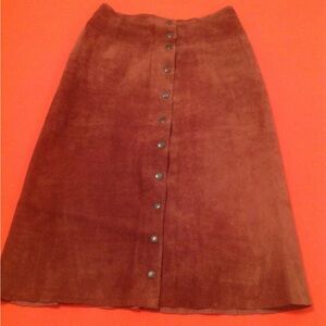 Vintage late 60s Brown snap Button-Down A-lane suede Skirt